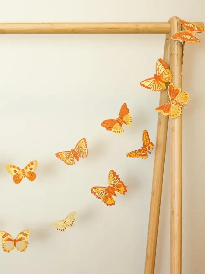 yellow british butterflies paper garland decoration