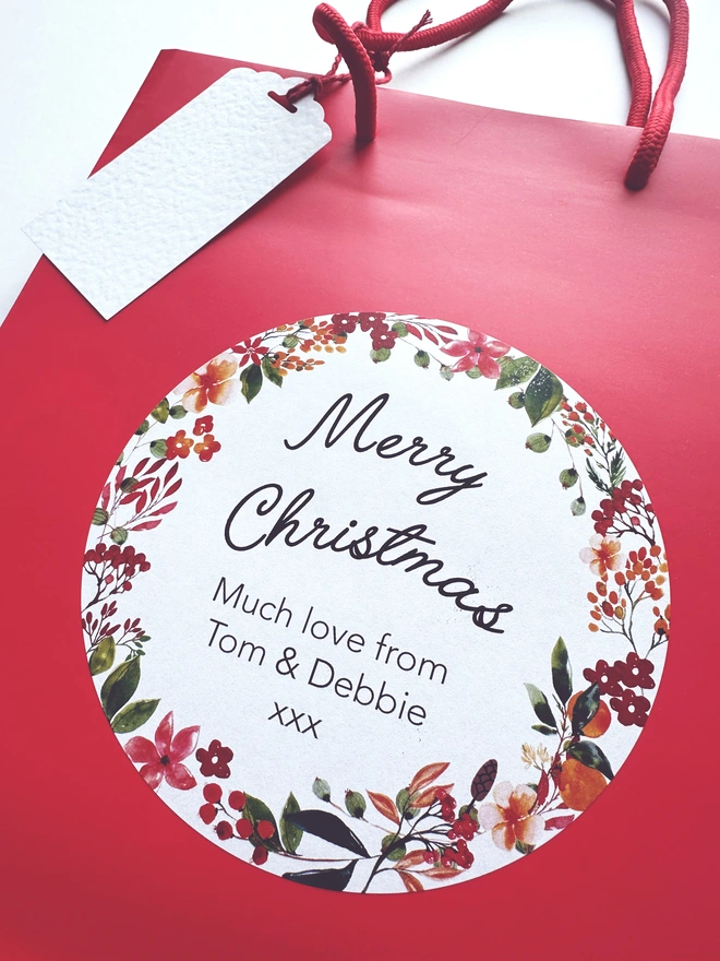 Personalised Christmas Label on Gift Bag