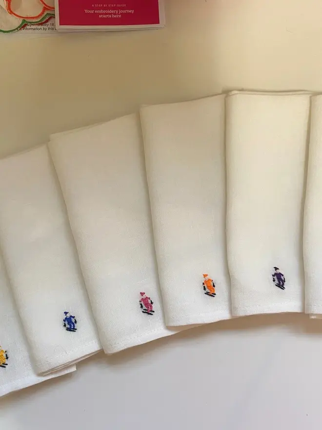Snazzy Skiers Embroidered Napkins (Set Of 4 Or 6)