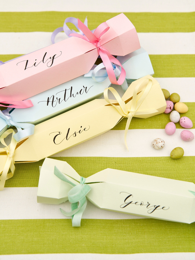 Personalised pastel Easter crackers