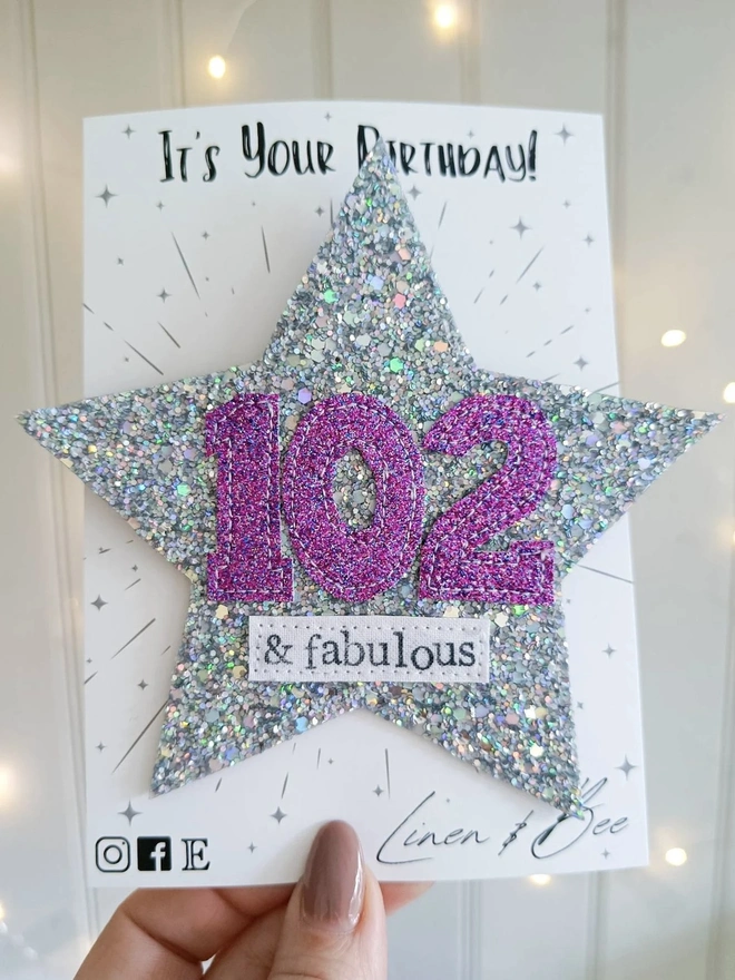 Glitter Star Theme Birthday Badge