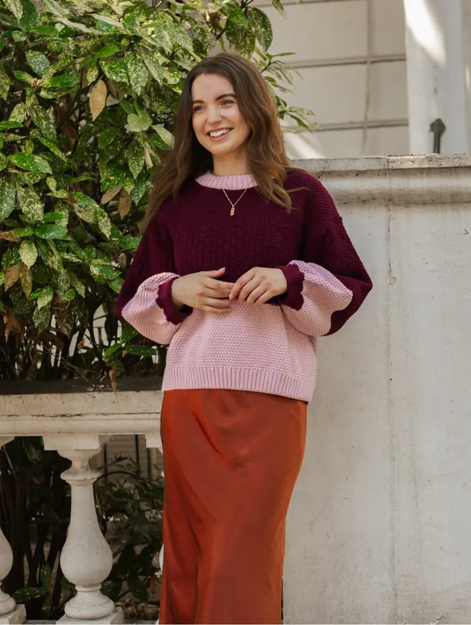 Taz Two Tone Jumper Burgundy