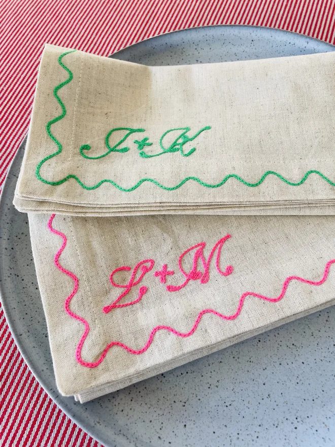 Embroidered Initials Napkin