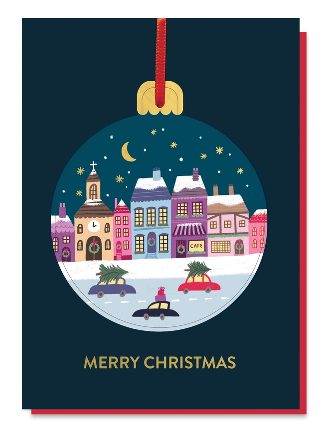 Christmas Town pop-out bauble card