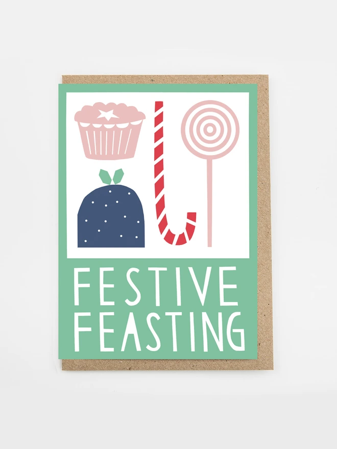 festive feasting illustrated christmas card