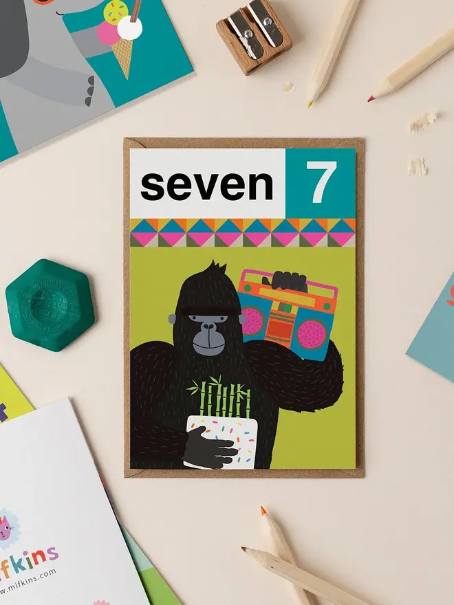 'Seven 7th' Gorilla Birthday Card