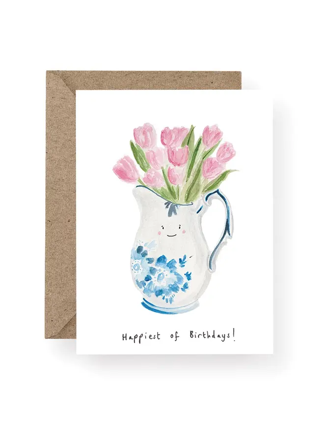 Tulips Happiest Of Birthdays blank inside greeting cards 
