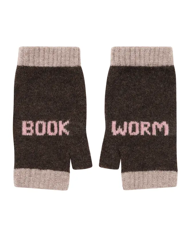 Cut out image of Book Worm Mittens in Cocoa & Calamine