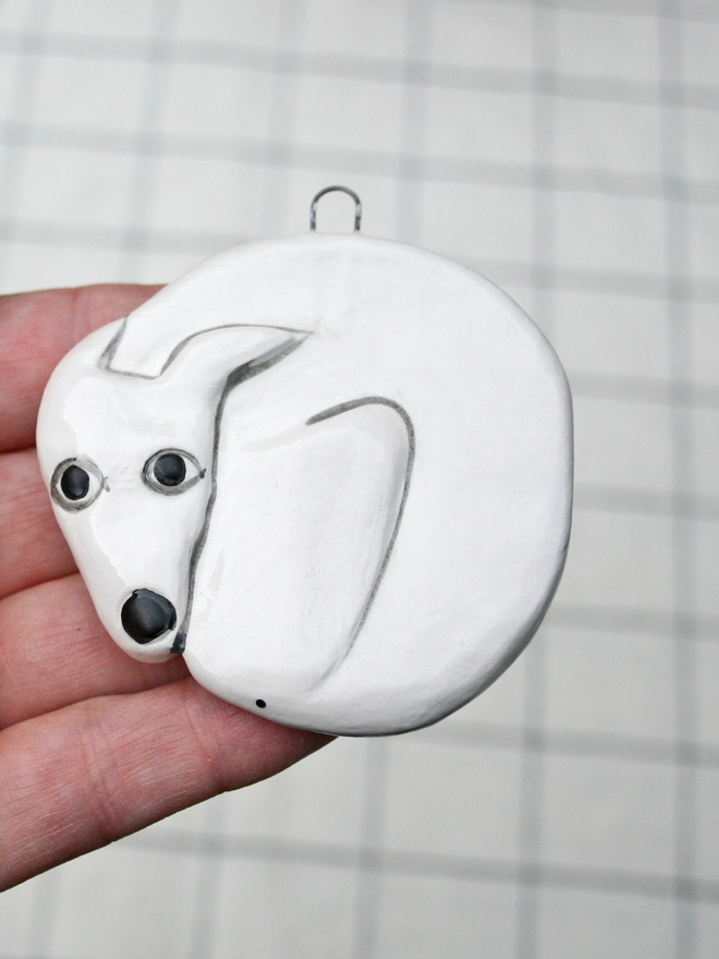 whippet, lurcher, greyhound dog ornament
