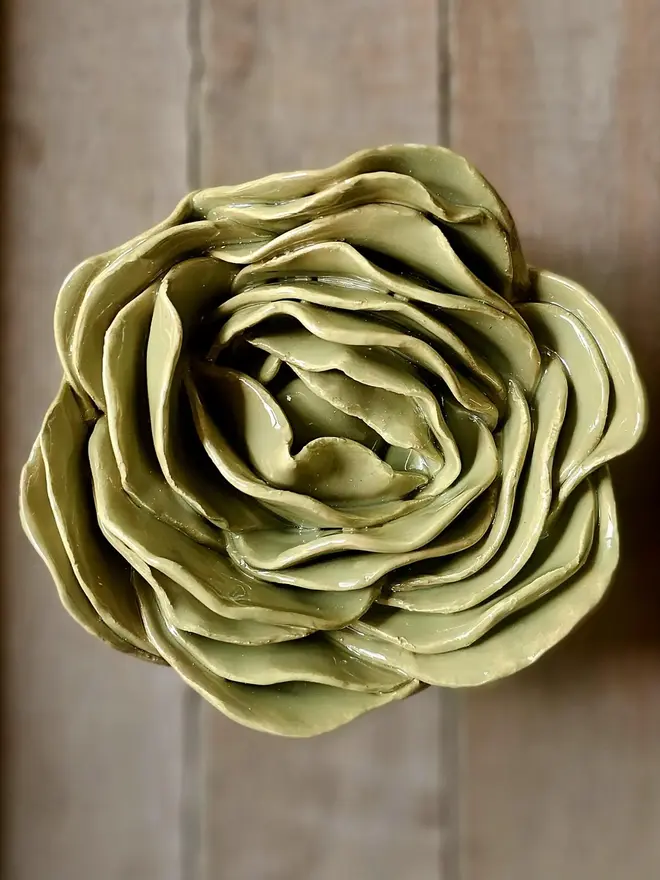 Olive green ceramic flower pottery gift wall decor