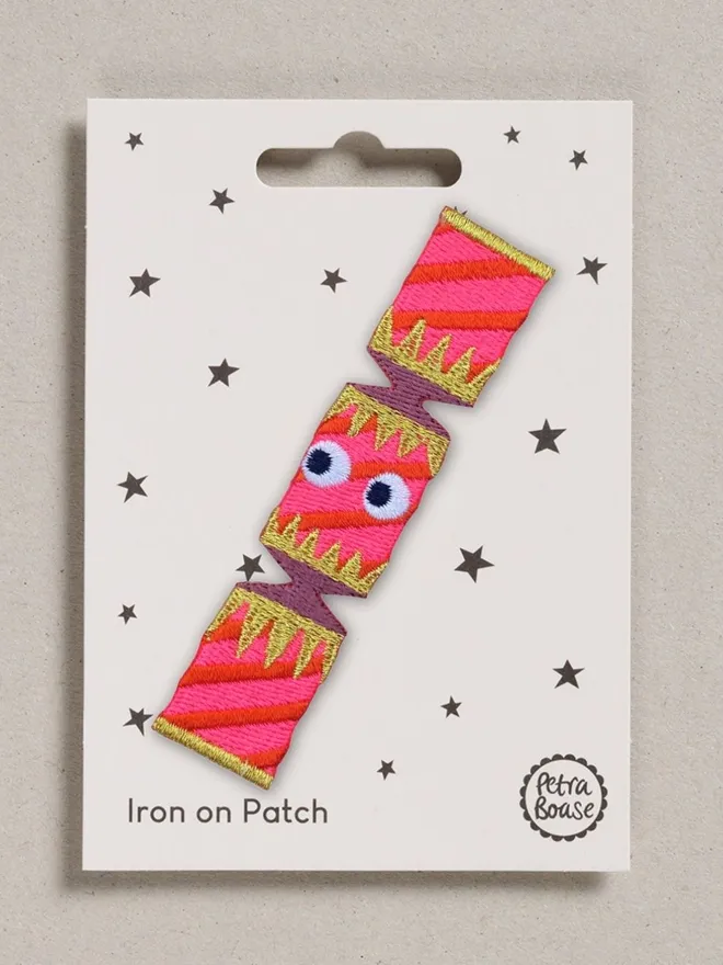 Christmas cracker iron on fabric patch
