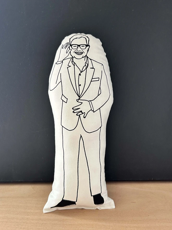 Alan Carr black and white illustrated fabric doll