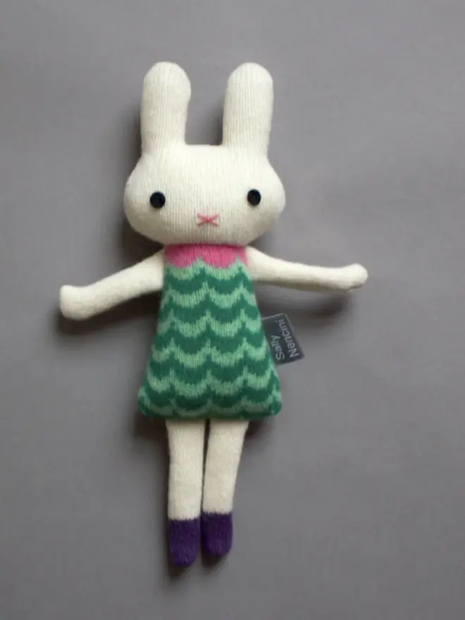 green dress bunny plush