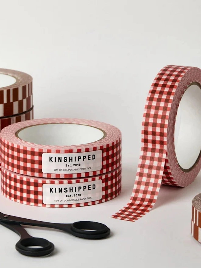 Red Gingham Paper Tape
