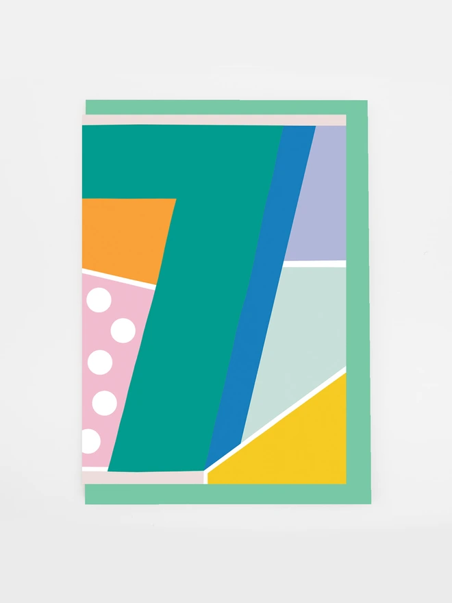 number seven 7th birthday card