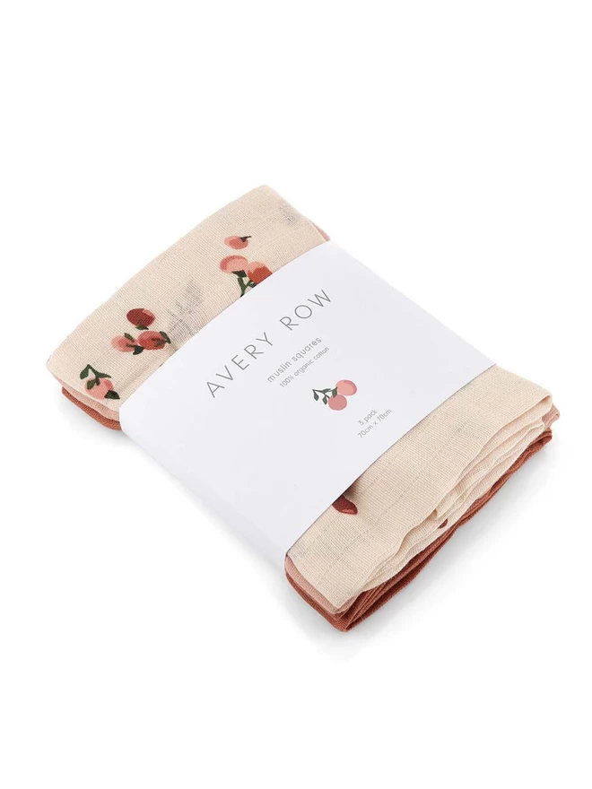 Muslin Squares Peaches Set of 3 pack shot
