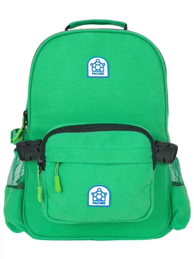 Front view of the Beltbackpack in green with detachable belt bag.