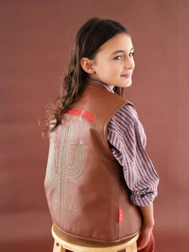 'Can’t Touch This' Cactus Vest Tan Nappa Leather