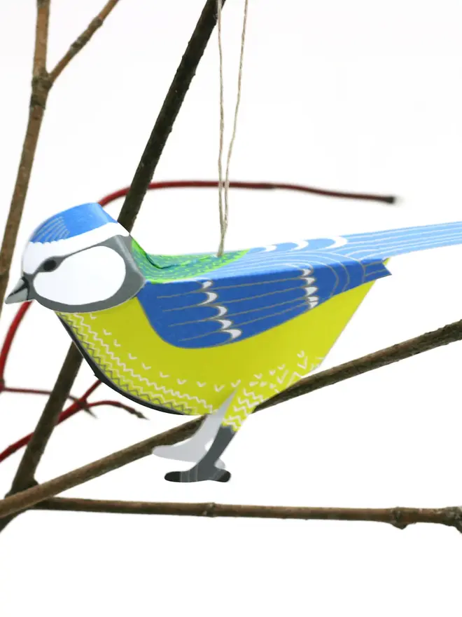 Card with pop up blue tit decoration