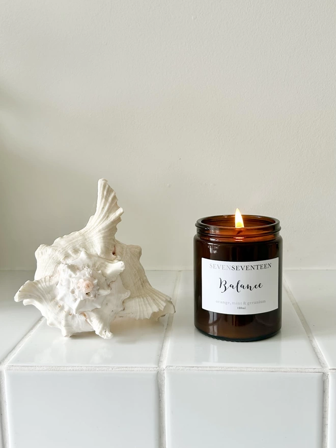 Balance orange mint geranium vegan scented candle 