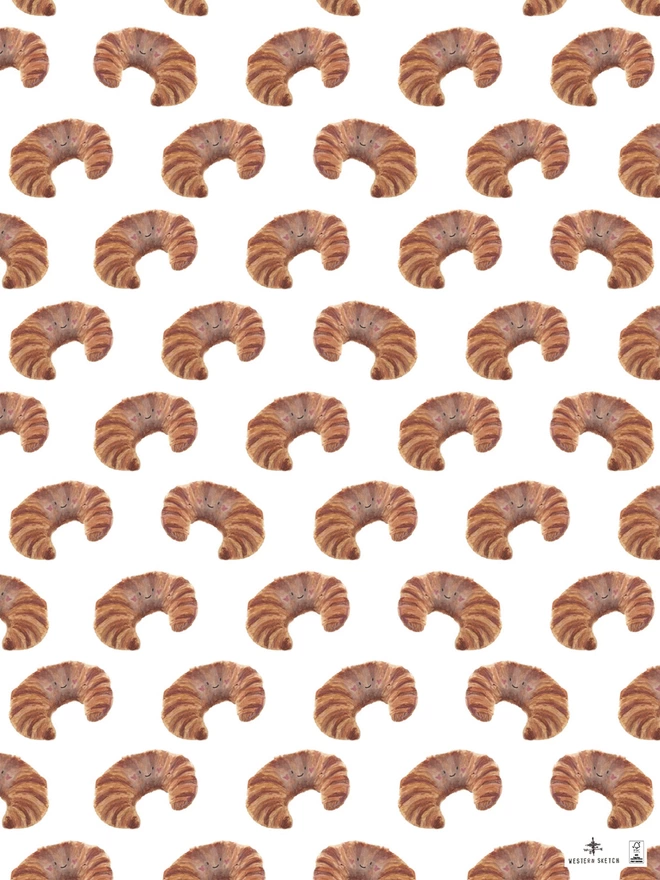 Croissant Wrapping Gift Wrap Paper Flat Sheet 