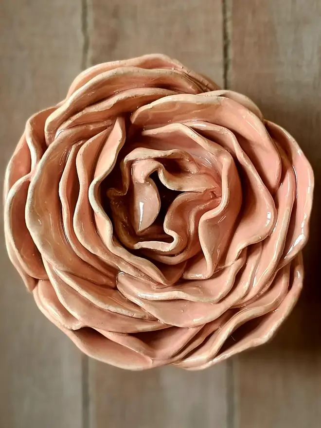 melon pink peach orange salmon wall decor ceramic flowers pottery sculpture art 3d everlasting flowers gift for ceramic lovers collectors