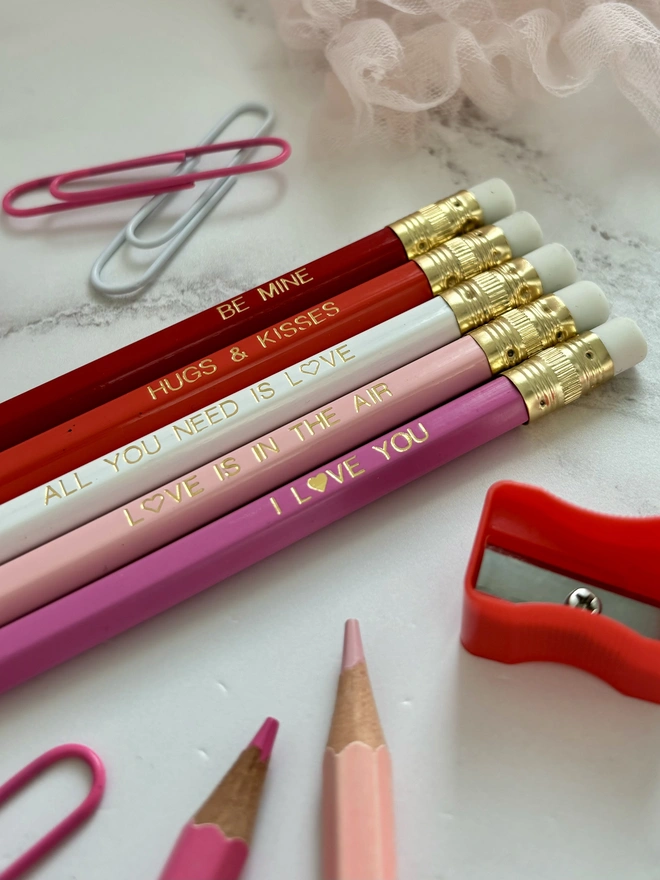 Love Themed Pencil Set (Set of 5)