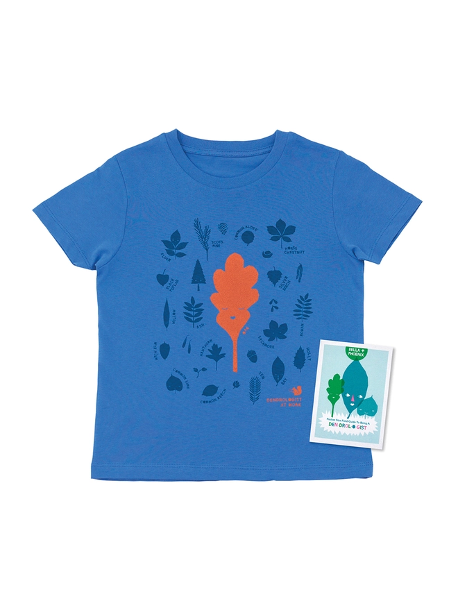 leaves t-shirt in blue