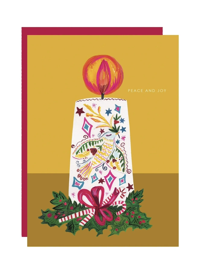 'Peace And Joy', Candle Dove Christmas Card