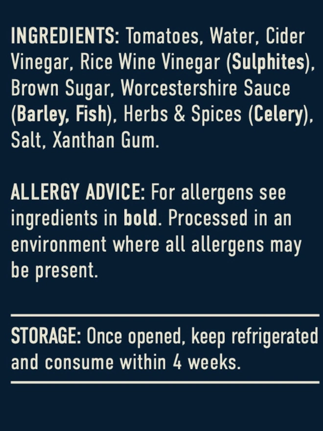 Spicy BBQ Sauce, the nutritional information of the sauce