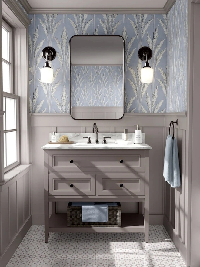 Pampas In Powder Blue Wallpaper