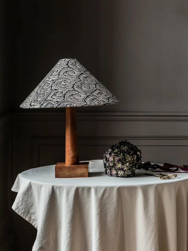 Oysters Monochrome Tapered Cone Lampshade (Large)