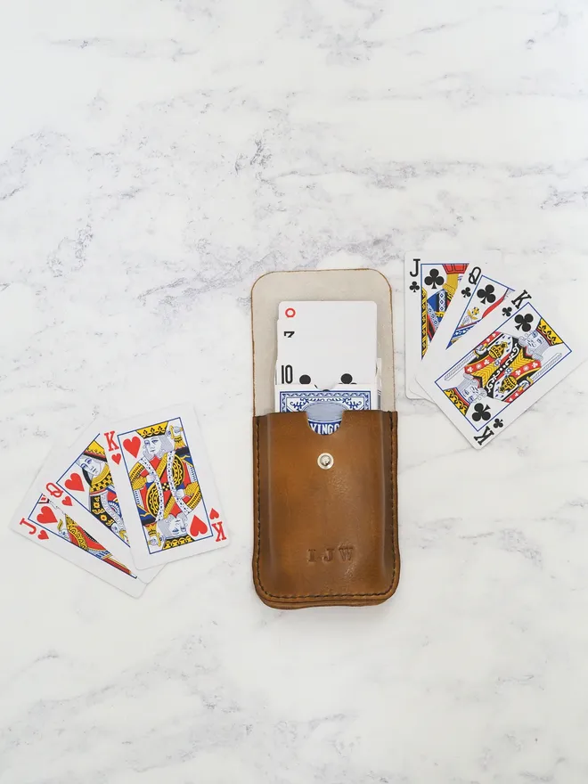 personalised deck of cards leather case