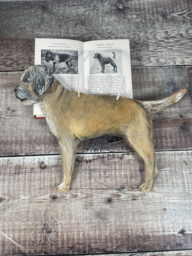 wooden border terrier portrait hanging keepsake 