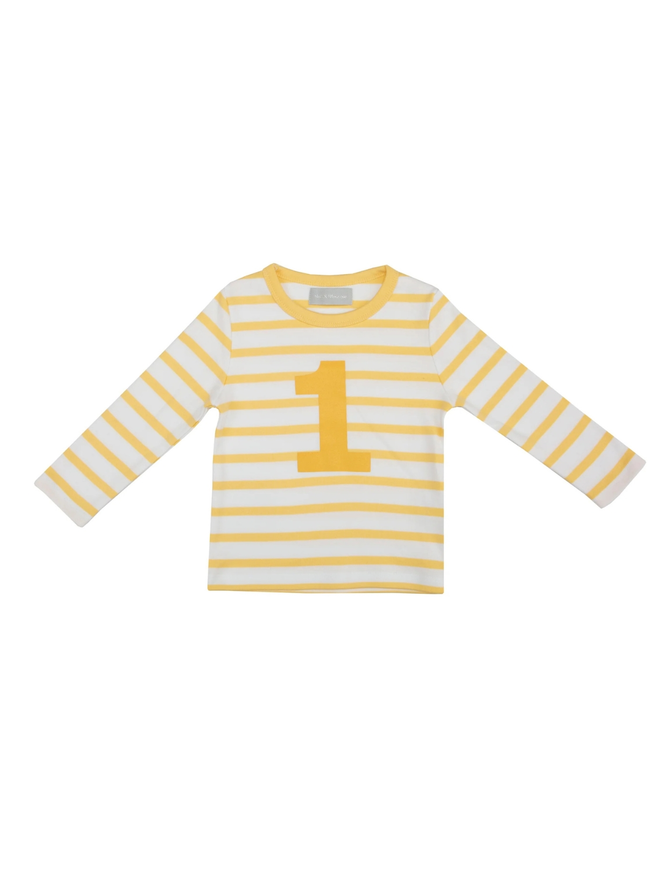 Buttercup & White Breton Striped Number 1 T Shirt