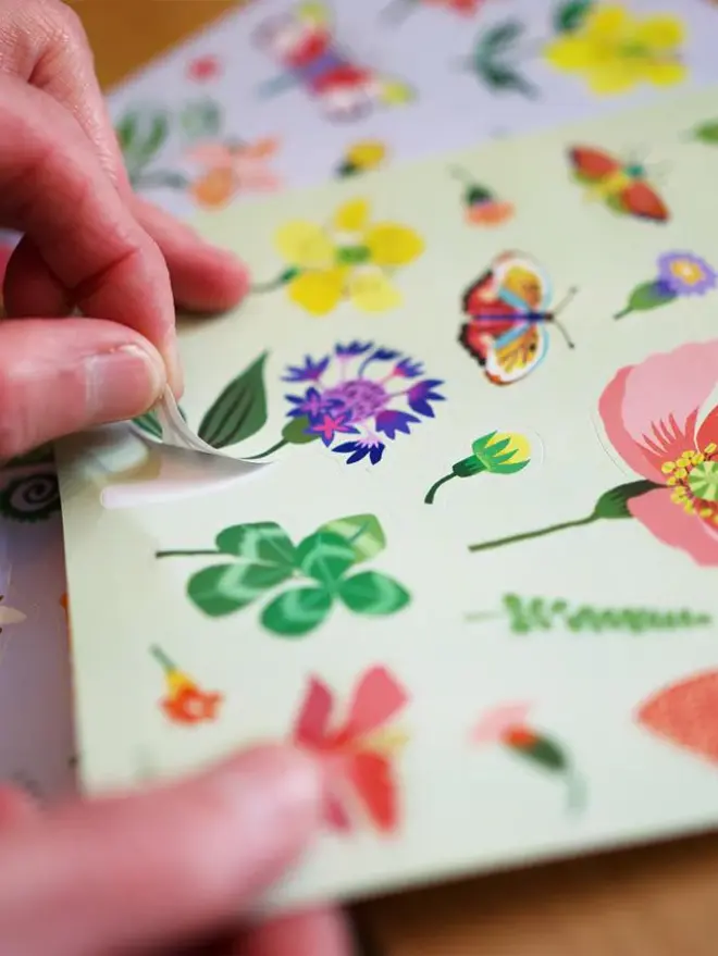 illustrated garden flower sticker pack