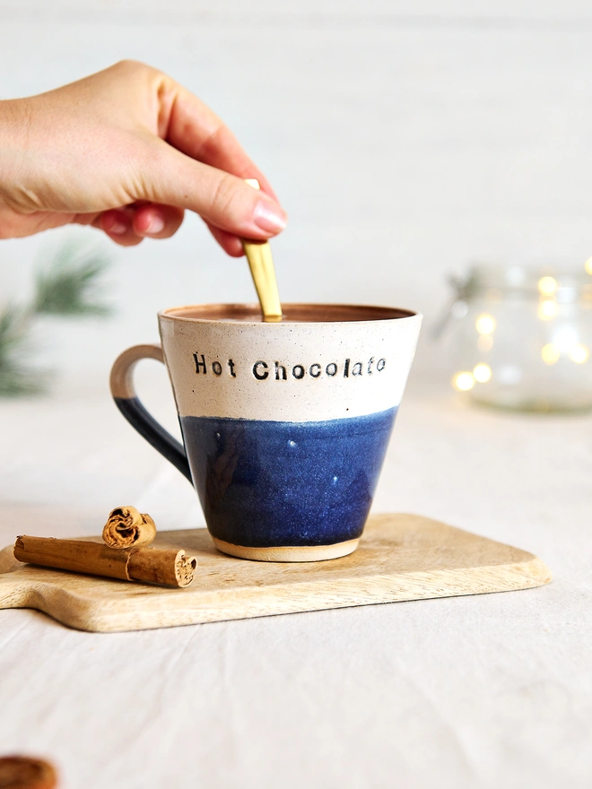hot chocolate ceramic mug personalised 
