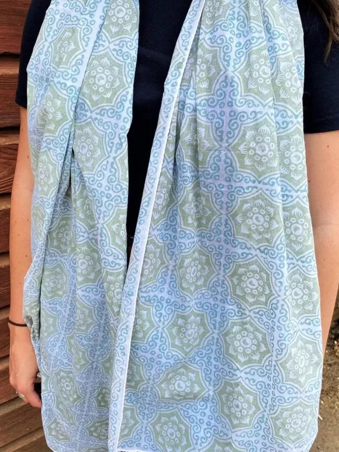 Indian Block Printing Kit - Blue Flower Tile