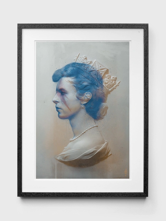 David Bowie Turquoise - Black Frame