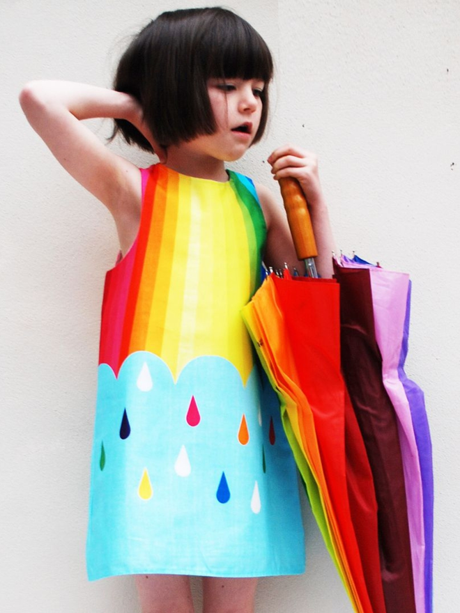 rainbow girls party dress