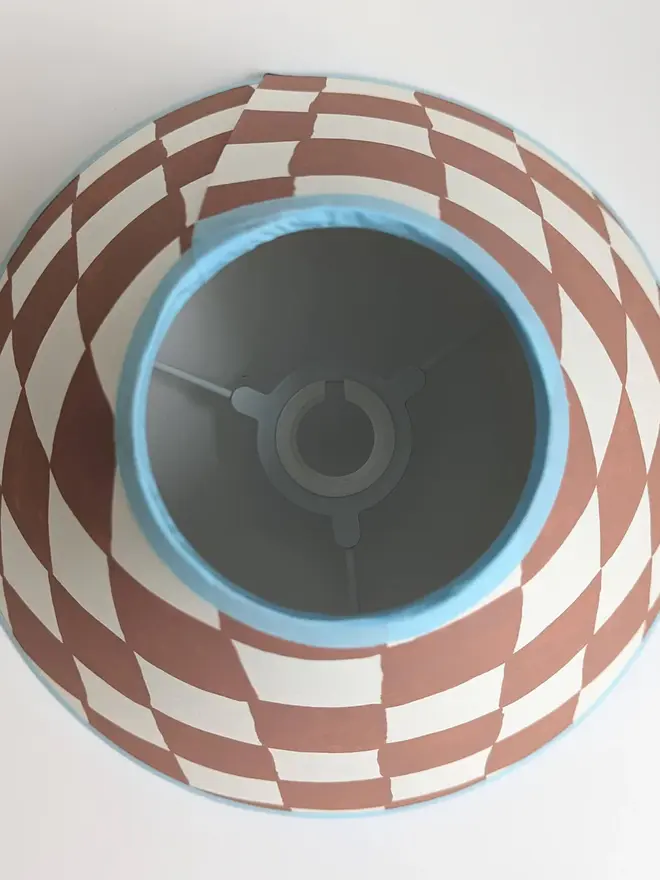 Rust & Blue Checkerboard Hand Painted Coolie Lampshade