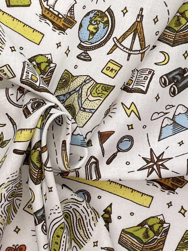 Geography print fabric