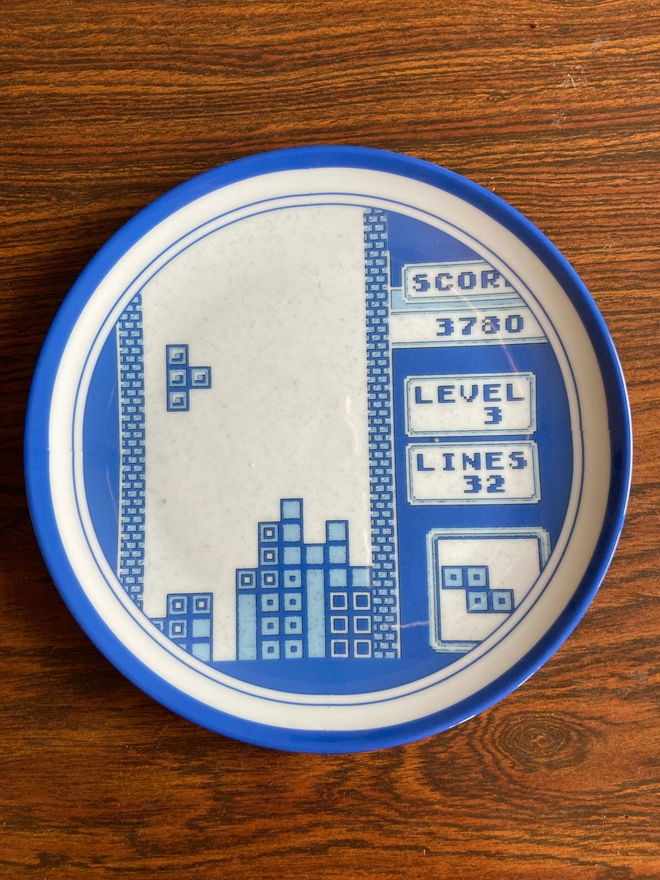 Delft plate, Delft style plate, Tetris, Tetris plate, china plate, unique gift, original gift, old skool, old school, arcade game, computer game, game boy