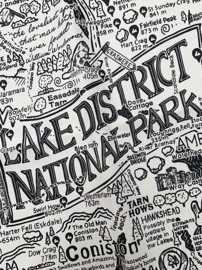 Lake District Print Tea Towel Title