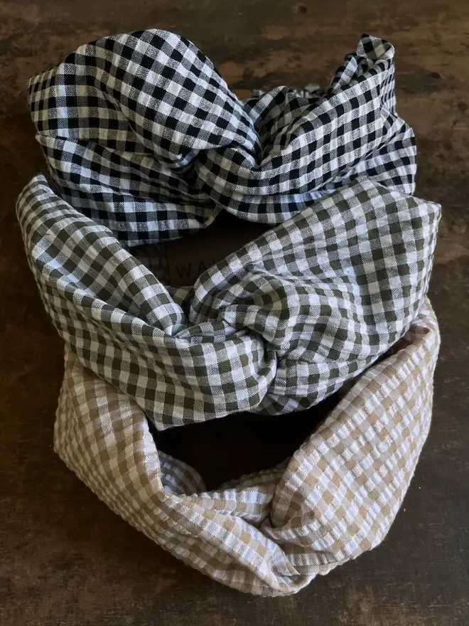 Seersucker Gingham Twisted Knot Headband