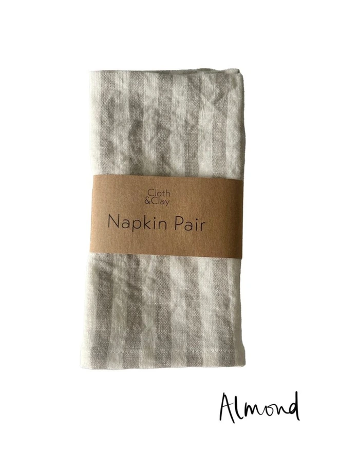 Striped linen napkin pair