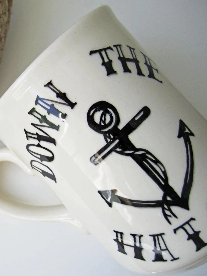 'Down the Hatch' Ceramic Anchor Mug