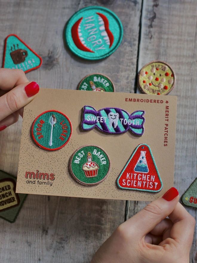 a set of embroidered, iron on patches for food lovers - a great stocking filler or christmas gift