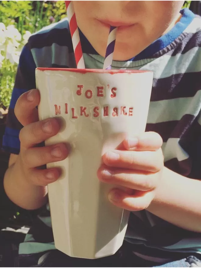 Personalised ceramic milkshake jug