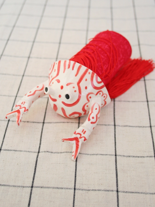 Ceramic and Fabric Lobster Wall Hanging With Flags